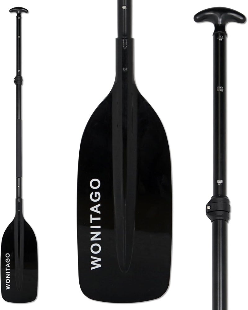 WONITAGO Canoe Paddles Aluminum Paddle with Plastic Blades Floating Adjustable Canoeing and Boating Oars, 122-152 cm/4-5 Ft, Black/Yellow - Image 1